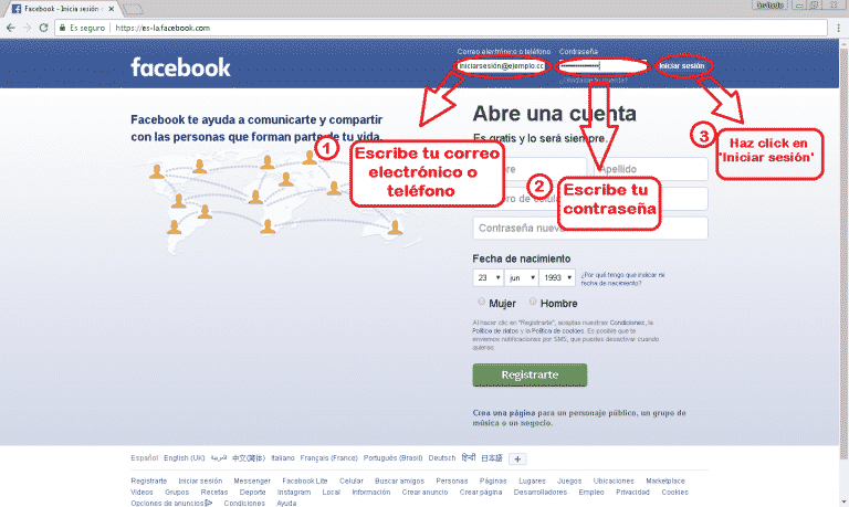 Iniciar Sesi N En Facebook En Espa Ol O Entrar